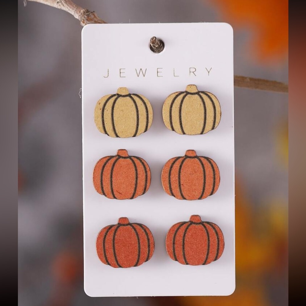 3pairs/set Harvest Pumpkin Shaped Stud Earrings For Women.